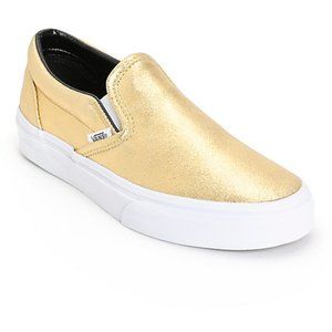 Gold Metallic Vans Slip Ons